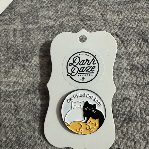 Other - Certified Cat Lady Enamel Pin - Black, White, Gold